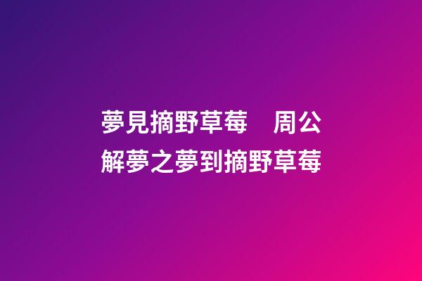 夢見摘野草莓　周公解夢之夢到摘野草莓